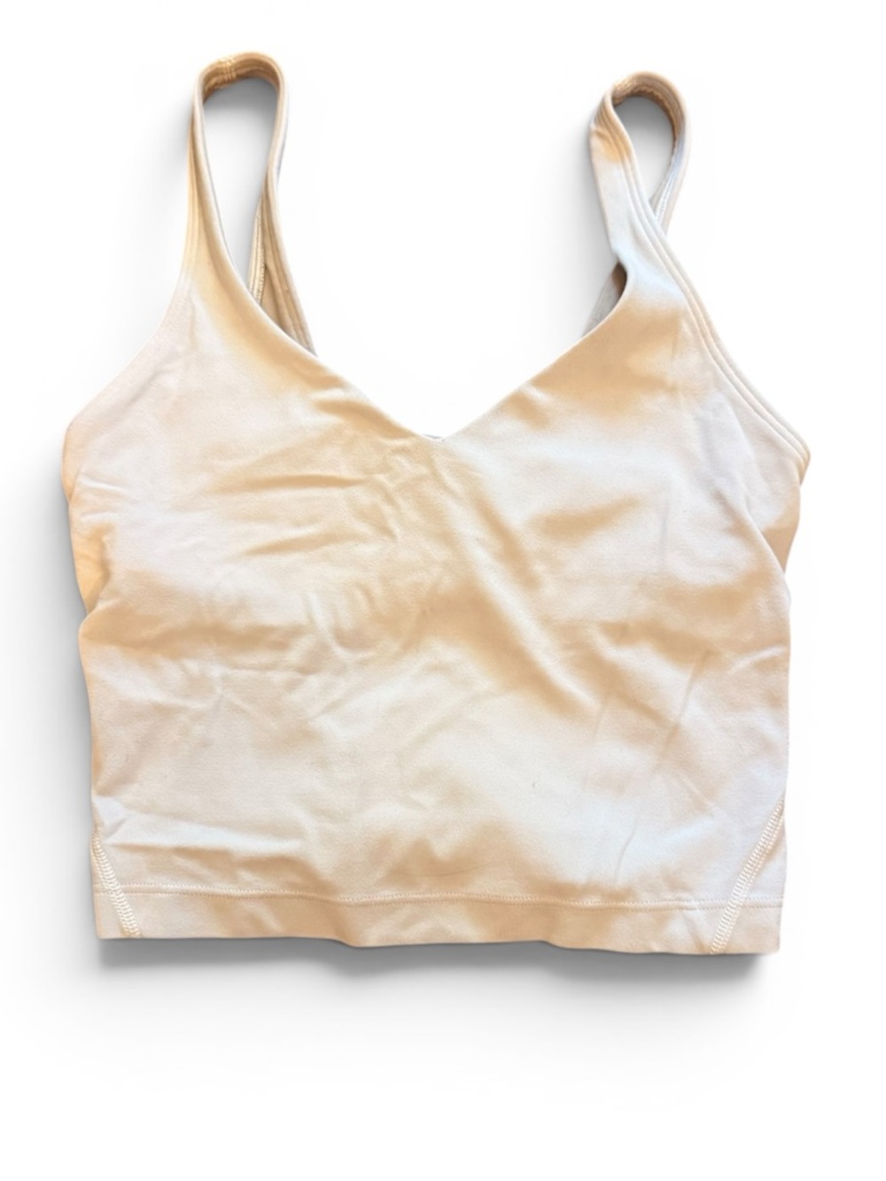 Lululemon Cream V-Neck Cropped Tank Top/Bralette Size 0